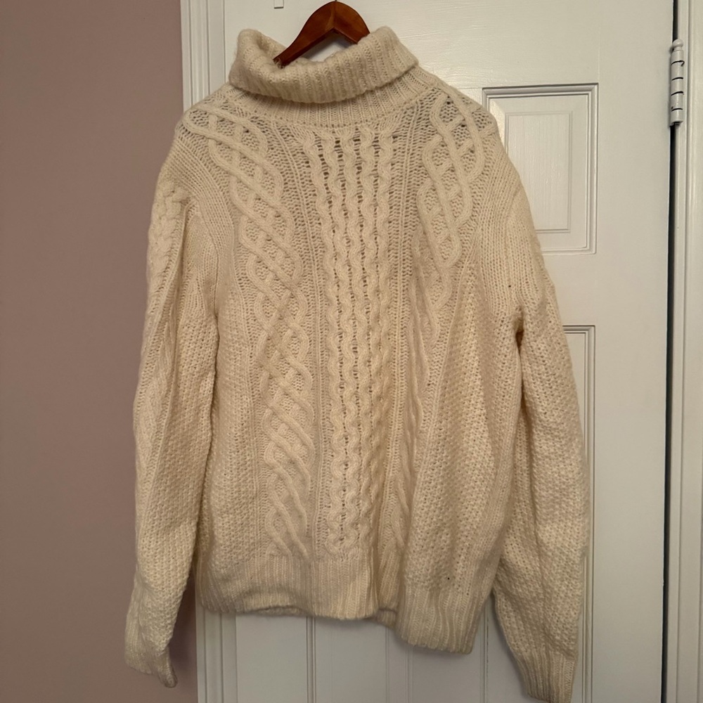 Alex Mill Ivory Cable Knit Turtleneck Sweater